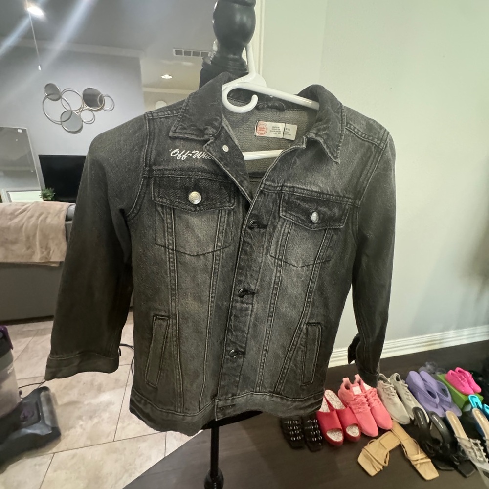 Boys black jeans Off- White jacket. Size 8